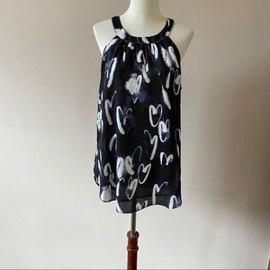 KRIMSON KLOVER SLEEVELESS HALTER TOP BLACK HEARTS